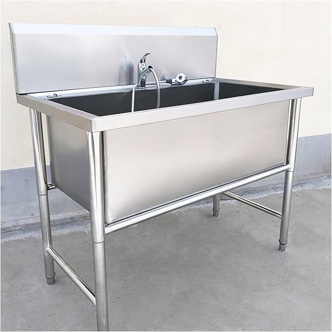 Pet Grooming Tub,Stainless Steel Bathing Station for Home Use,Professional Wash Sink for Dogs.Silver-120cm/47.2in
