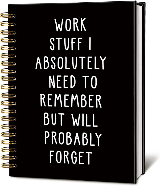 LIANGW Funny Notebooks Journal,Sarcastic Notebooks for Work | Funny Office Gifts for Coworkers,Funny Notebooks for Work,Office Humor Gifts,Black Hardcover Spiral Notebook,5.5x8.3 Inch