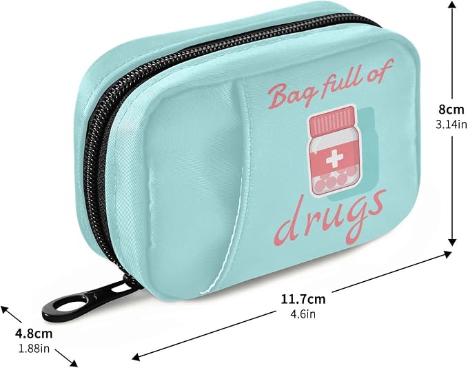 Pill Organizer Pill Box 7 Day Pill Case Bag Travel Pill Organizer Bag with Zipper Portable Weekly Case Compact Size for Vitamins Supplement Holder