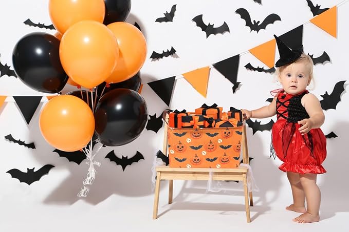 Rectangular Halloween Baskets,Pumpkin Basket for Kids with Handles. Candy Basket,Books Bins. (Halloween Pumpkin)