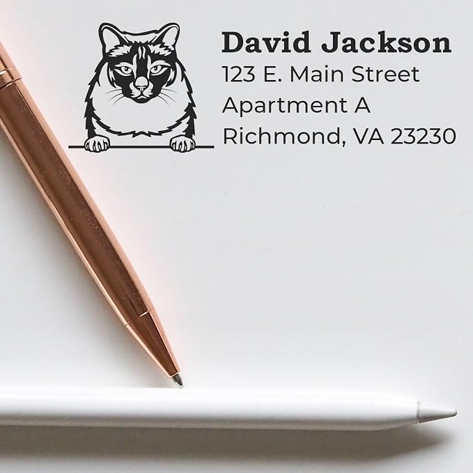 Personalized Balinese Custom Name and Address Stamp - 7/8 x 2-1/4 | Unique Address Stamp for Students | Handcrafted Return Stamper for Invitations, Cards, and Home Decor