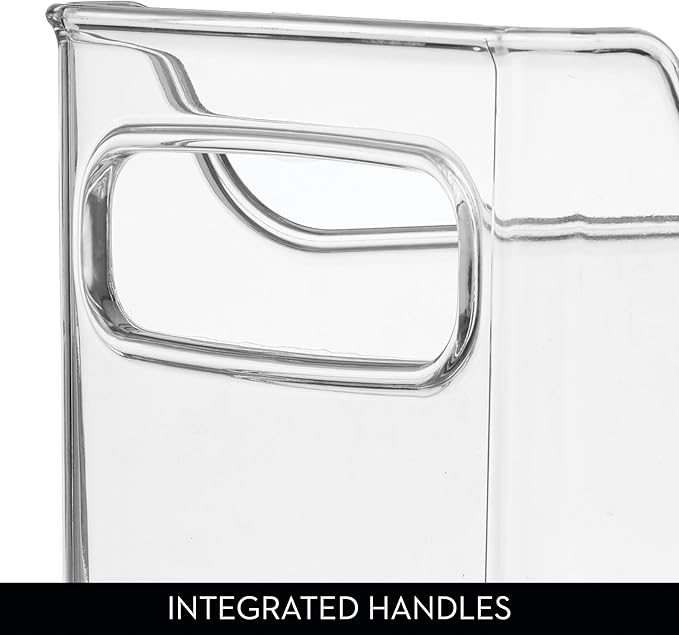iDesign Stackable Plastic Pantry Bin with Handles, Clear | For Cabinets or Fridge, Made in USA
