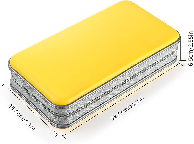 UENTIP 96 Capacity CD Case,Portable DVD Hard Plastic Case Holder CD Organizer Wallet Protective DVD Storage (96, Yellow) | CD DVD Storage,Zipper Closure,Scratch-Resistant Sleeves,Stay Away Dust and Damp,Storage Music Video Gaming Discs Blu-ray