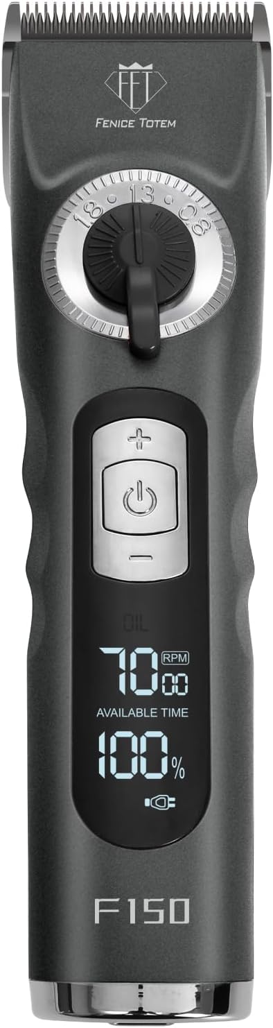 Professional Electric Dog Grooming Clippers, 4000mAh Battery, LCD Display, Type-C Charging, Silver (Gray)