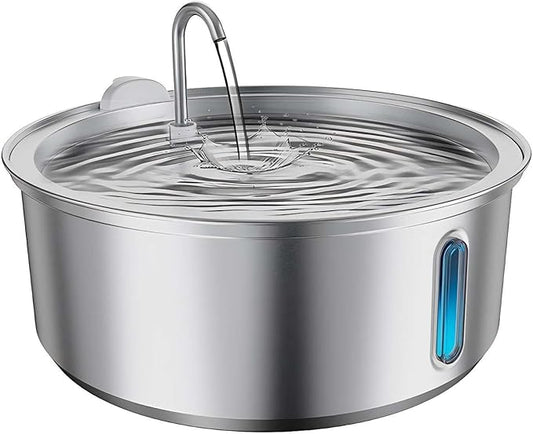 Large Dogs Water Fountain, 8L/270oz Stainless Steel Dog Water Fountain with Visual Water Level Window for Large for Families with Many Pets and Busy Families. with Operating Noise Below 30 decibels