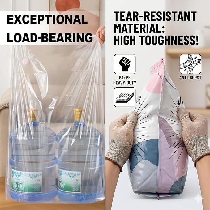 2 Pack Cube Compression Space Saver Bags, No-Pump 3D Vacuum Storage Bags | Large Size Storage Solution, Protect Clothes from Moisture & Dust, Ideal for Bedding, Seasonal Gear & Travel