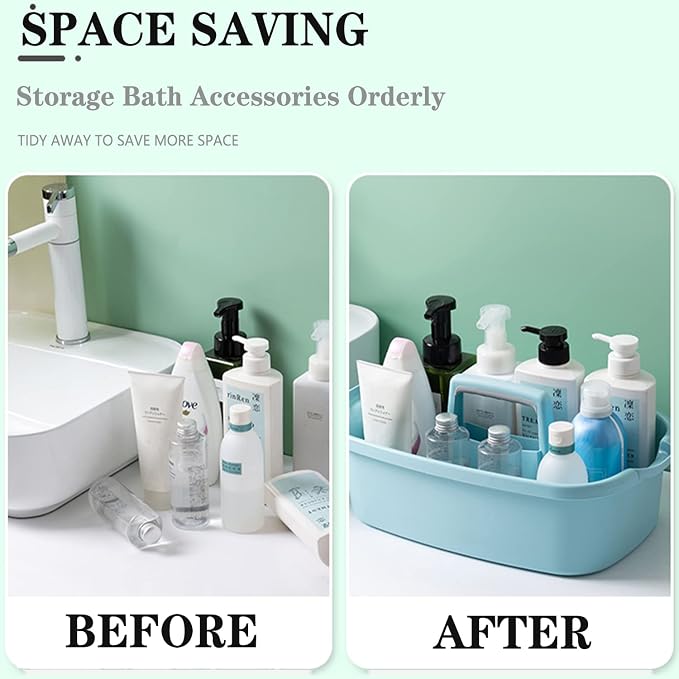 Large Cleaning Supplies Caddy with Handle, Plastic Storage Bucket Organizer for Cleaning Products, Shower Caddy Basket for Car, Dorm, Bathroom, Garden, Kitchen - Blue
