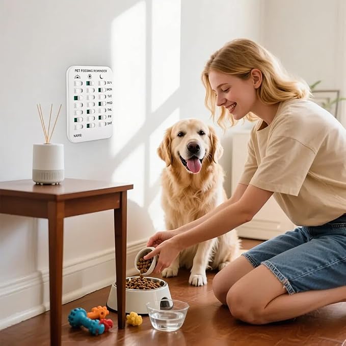 Dog Feeding Reminder, Magnetic Reminder Sticker, AM/Noon/PM Daily Indication Chart Feed Your Pets, Fridge Magnets and Double Sided Tape, Helps You to Track Pet Feeding & Medication
