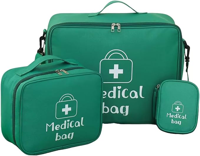 Red First Aid Bag Empty 1st Aid Bag Medical Travel Case Emergency Storage Compact Medicine Bags for Car Office Kitchen Sport Outdoors Camping Hiking Pet (Green M)