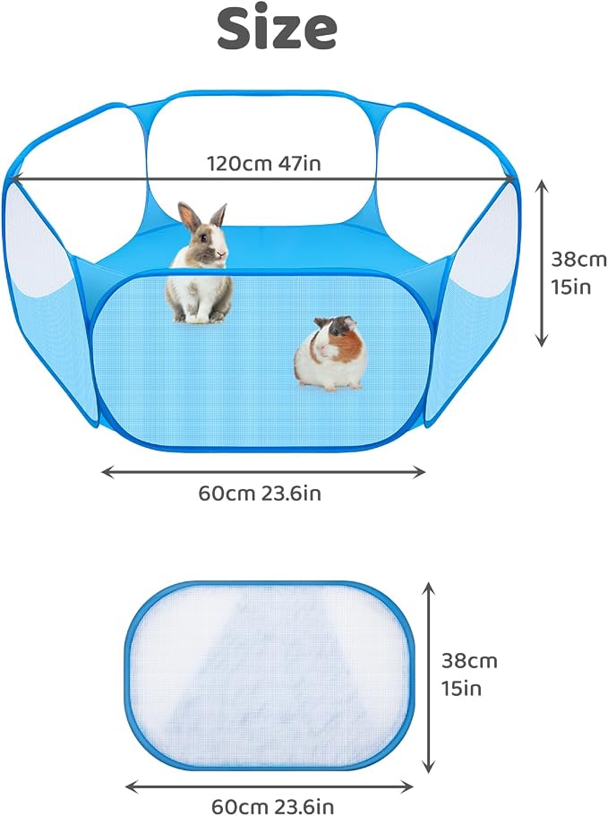 Amakunft Small Animal Playpen, Pop-Up Portable Play Yard for Guinea Pigs, Rabbits, Hamsters, Hedgehogs, Foldable Exercise Fence with Breathable Mesh for Indoor Outdoor Use