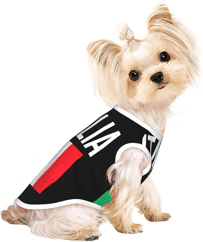 Vintage Italia Flags Dog Shirts Sleeveless Puppy Cotton T-Shirts