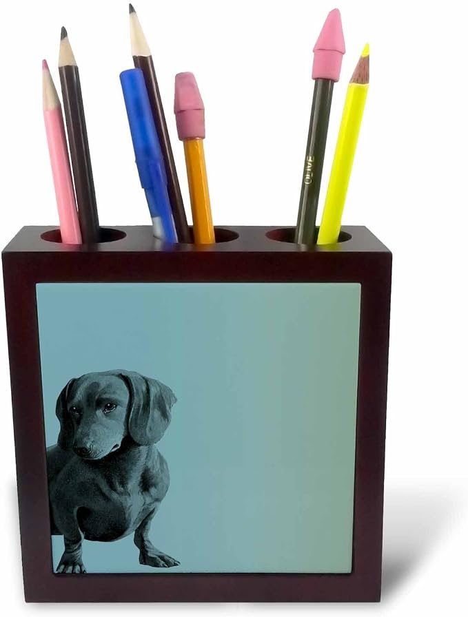 3dRose ph_130560_1 Adorable Daschund Dog Pets Animals-Tile Pen Holder, 5-Inch