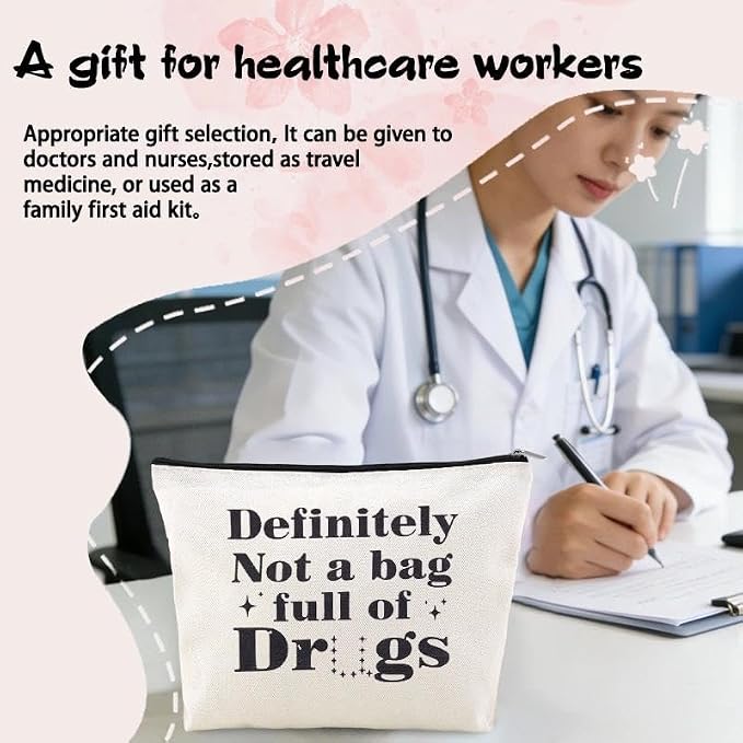 Drug Pouch Bag for Travel Small Medicine Pill Storage Bag Funny Emergency Pouch Medical Assistant Survival Bags Medication Bags for Camp Pharmacist Nurse Doctor Gifts Ideas for Women Men Med Pouches