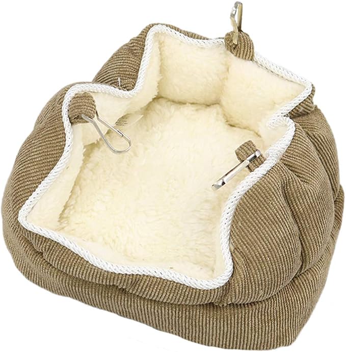 QBLEEV Bird Nest House, Parrot Winter Warm Bed for Cage Hanging Hammock | Soft plush snuggle hut tent, parrot cage accessories hideaway sleeping bed for budgie parakeet cockatiel conure lovebird