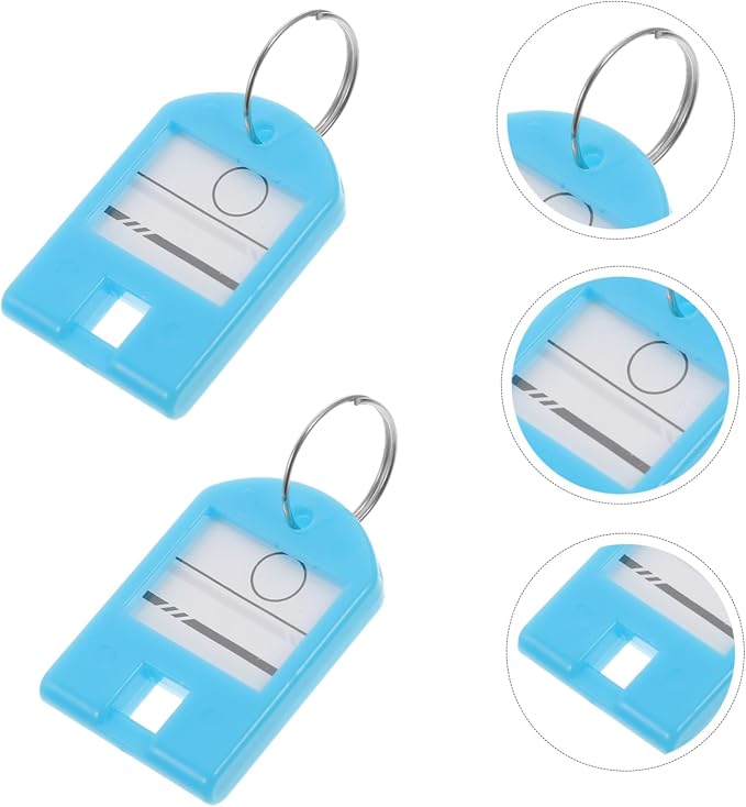 TEHAUX 50pcs Key Tags Split for Easy Identification Multi-Function Luggage Labels for Bags Keys Pets and Boys and Girls Items Organizers