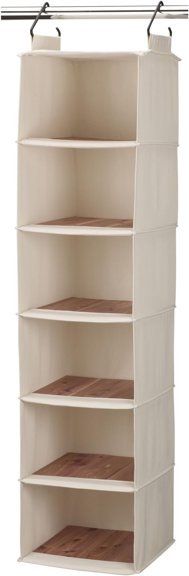 Household Essentials Cedarline 6‑Shelf Hanging Closet Organizer in Heavy‑Duty Cotton Canvas, Cream