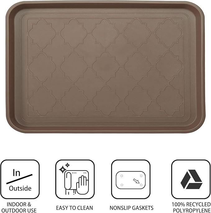 WATANIYA PET Boot Tray for Entryway Indoor, Heavy Duty Shoe Mat Tray 2 Packs, 16.7"x12.8" Waterproof Shoe Trays with Raised Edge, Outdoor Multi-Purpose Mat for Boots, Garden, Pet