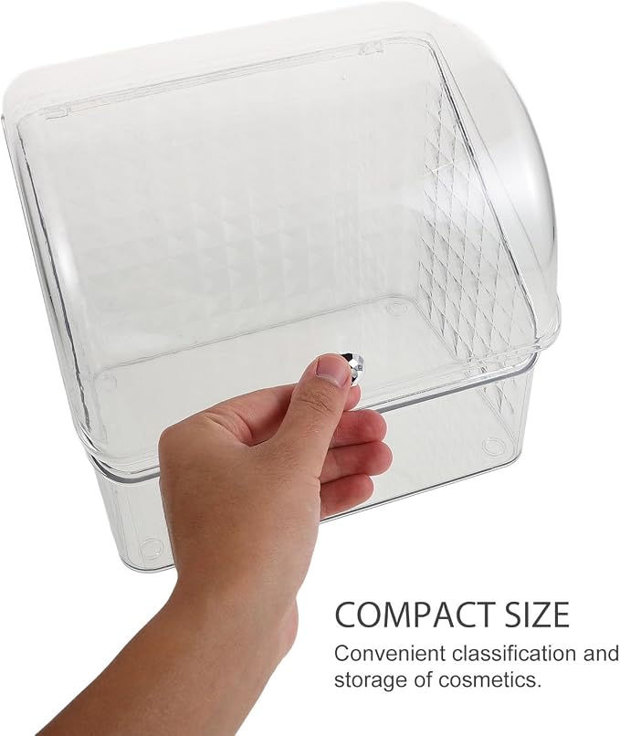 Dustproof Makeup Case with Cover, Large Capacity Pet Pp Desk Organizer | Vanity Container, Drawer Style Layout, Versatile Storage for Cosmetics