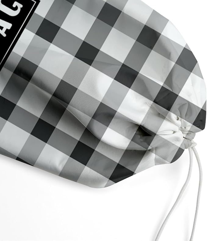 Plastic Bag Holder,Reusable And Washable Grocery Bag organizer,for Home Kitchen Travelling Camping Decor, use 1 Pack, Black White And Gray Checkerboard Pattern