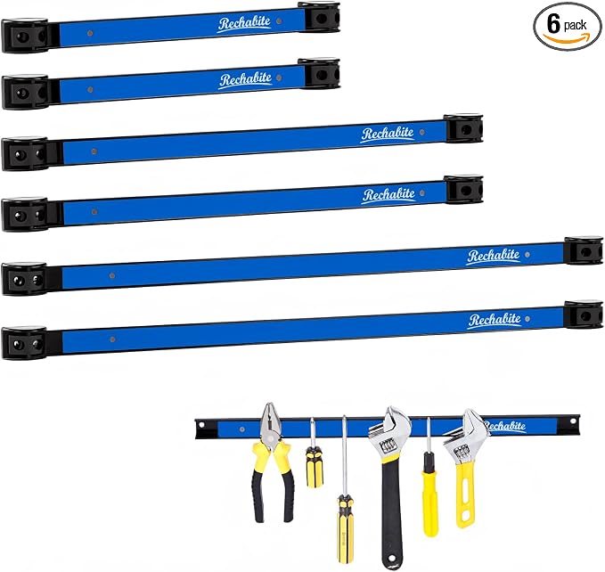12" 18" 24" Magnetic Tool Holder Strip, Blue Magnet Bar, Metal Tool Organizer Rack for Garage Organization, Easy To Install in Workshop, Mounting Screws Included