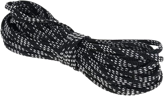 Heyiarbeit 10m/32.8ft PET Expandable Braided Sleeving 0.16-inch Width Flexible Wire Mesh Sleeve for USB Cable Power Cord Audio Video Cable - Protect Cat from Chewing Cords - Black Silver
