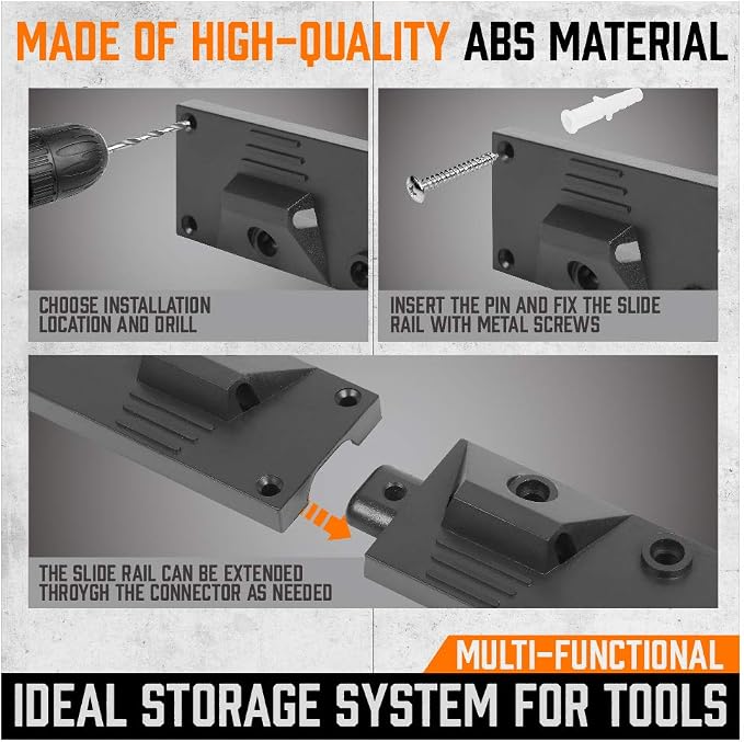 HORUSDY 64 Inch Adjustable Storage System, Wall Mount Tool Organizer, Tool Hangers for Mop and Broom Holder Shovel, Rake, Broom, Mop Holder, Etc