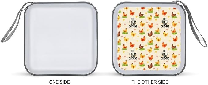 DVD Storage Binder for 40 Discs Life Is Better With Chicken Rooster, Hard Shell Protective Wallet with Handle, Portable CD Organizer for Car Travel