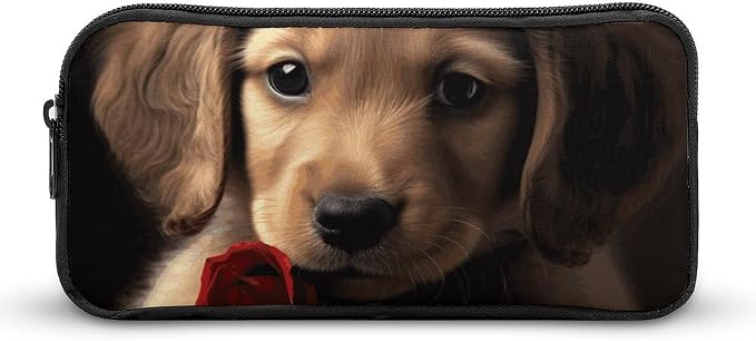 Pencil Pouch Cute Pet Dog Pencil Case Zipper Storage Bag Portable Pen Bag Desk Organizer Marker Pen Case Small Makeup Bags
