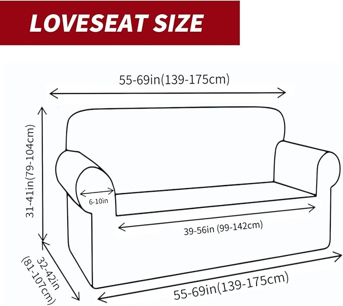 YEMYHOM Couch Cover Latest Jacquard Design High Stretch Sofa Covers for 2 Cushion Couch, Pet Dog Cat Proof Loveseat Slipcover Non Slip Magic Elastic Furniture Protector (Loveseat, Christmas Wine Red)