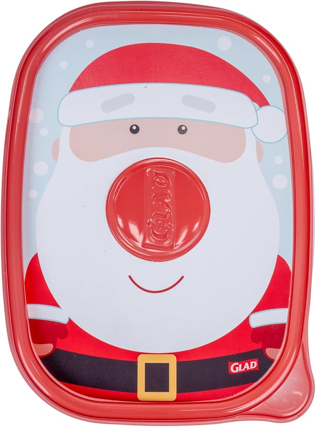 Glad GladWare Holiday Food Storage Containers, Large Rectangle, 48 Oz, 3 Ct | BPA-free plastic, reversible gift tags included, microwave, freezer, and dishwasher safe, 64 oz, gifting
