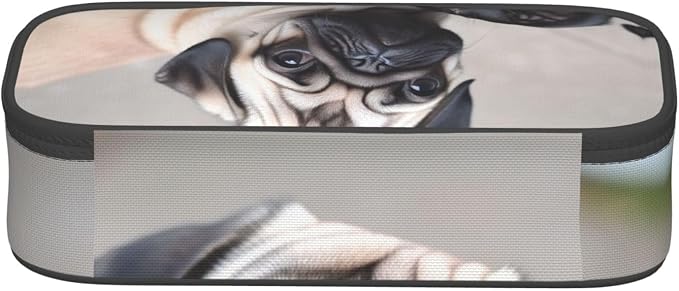 Cute Pet Pug Pencil Case Large Capacity Pencil Pouch With Zipper Portable Pen Bag Organizer Waterproof Cosmetic Makeup Bag For Women Men