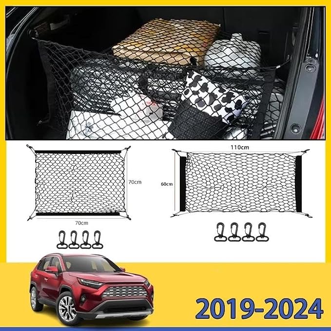 Car Nets Car Trunk Net For Toyota For RAV4 XA50 2019-2024 2020 2021 2022 Boot Luggage Mesh Nylon Bag Storage Rear Back Cargo Cargo Net(110cmx60cm)