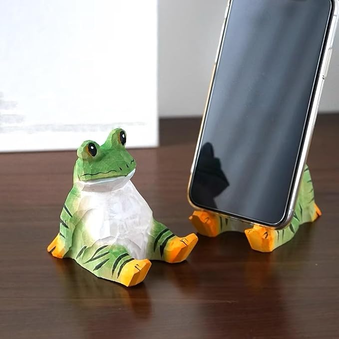 TANG SONG Wood Frog Phone Stand Cute Decoration Phone Stand for Tablets
