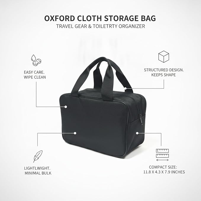 Oxford Cloth Storage Bag, Structured Packing Organizer for Travel Gear and Toiletries, 11.8 x 4.3 x 7.9 Inches (1 PC)