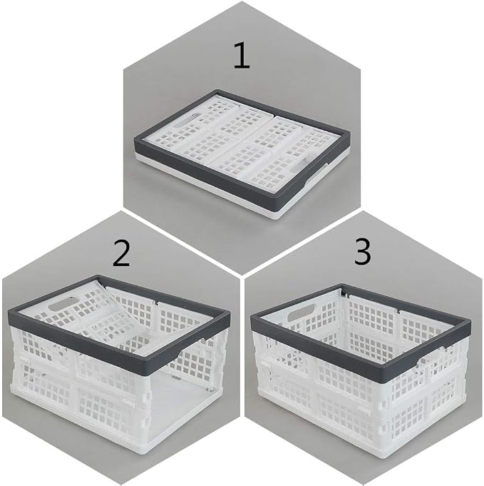 Teyyvn 4-Pack Collapsible Milk Crates, 15L Plastic Stackable Storage Bins | Utility Folding Baskets, Ventilated Design for pantry, garage, closet and grocery storage