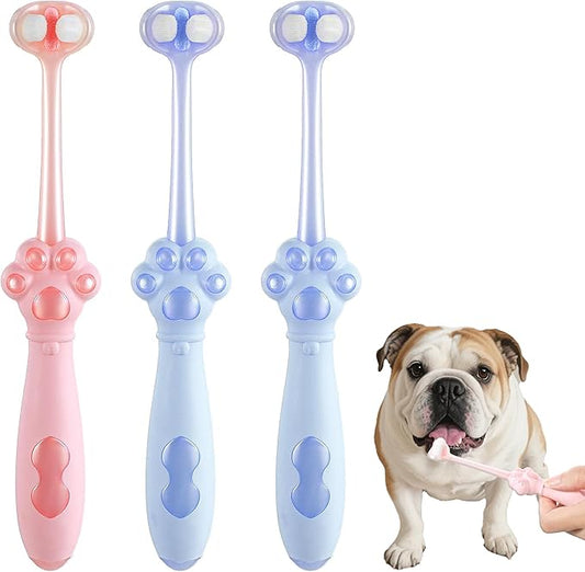 3 Pcs Three Sided Dog Toothbrush Pet Toothbrush Multi-Angle Dental Cleaning Brushes Easy Teeth Cleaning for Oral Health Medium and Small Dogs Cat