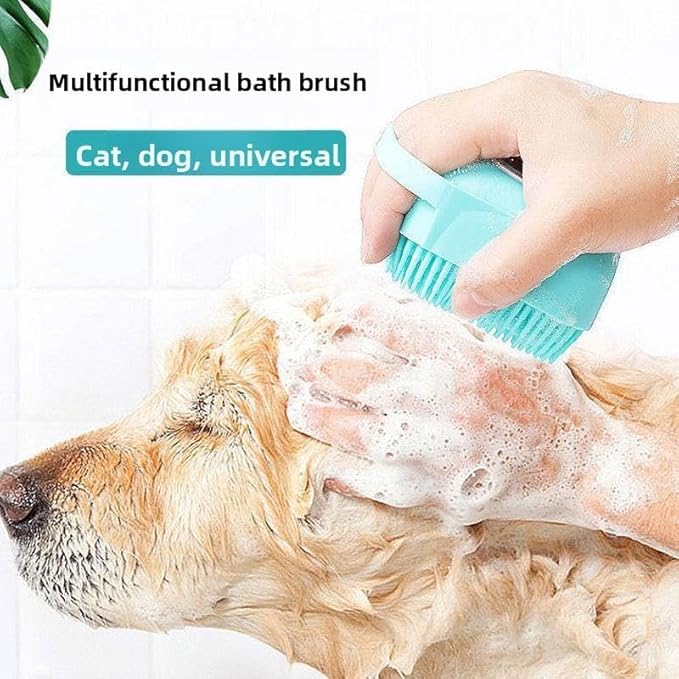 Portable Pet Bath Brush for Dogs and Cats, Silicone Rubber Shower Massage Brush, Shampoo Dispensing Cleaning Washing Tool