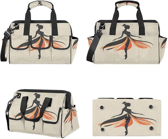 Ballerina Heavy Duty Tool Bag 14.8 Inch Modern Portable Soft Tool Box Organizer Storage with Adjustable Shoulder Strap
