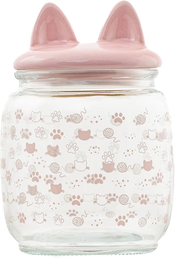10 Strawberry Street Cat Ears Pet Treat Canister, Pink