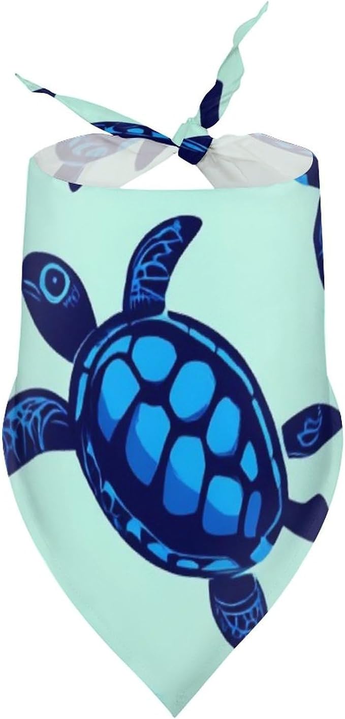 Summer Casual Fashion Pet Triangle Scarf Ocean Animal Turquoise Blue Sea Turtles for Dogs, Cats Wedding, Running, Hiking, Camping, Daily Walking Use