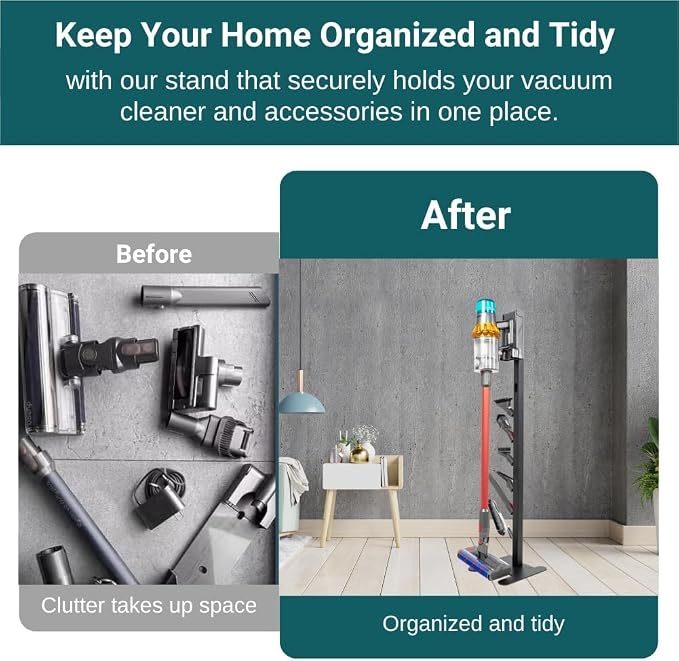 Vacuum Stand for DYS,Storage Stand Docking Station Holder,Compatible with DYS V15 V11 V10 V8 V7 V6 Cordless Vacuum Cleaners Accessories,Stable Metal Bracket Organizer Rack (Black, 6 Racks)