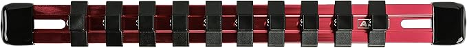 ARES 70135 3/8-In Red Socket Rail 9.84-In | Part No. 70135; Store up to 10 Sockets and Keep Your Tool Box Organized