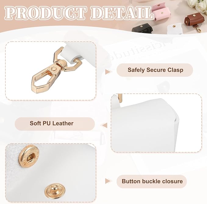 uxcell 2Pcs Dog Ring Bearer, Leather Wedding Pet Ring Pillow Jewelry Holder with Clasp Buckle Closure Portable Storage Organizer Button Closure Pouch for Wedding Engagement, White