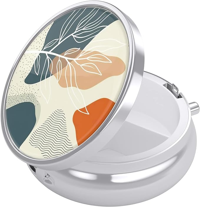 Nipichsha Pill Box, Small Pill Case for Purse & Pocket, Cute Travel Medicine Organizer, Portable Medicine Container Holder to Hold Vitamins, Medication, Fish Oil & Supplement, Desert Leaf | Cute Travel Medicine Organizer, Portable Medicine Container Ho...