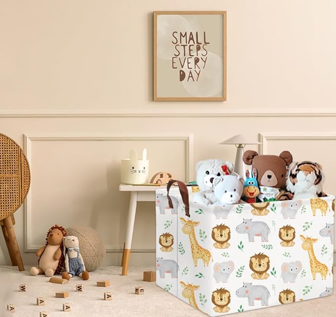 Baby Basket Woodland Storage kids Baby Boy Girls Basket Rectangular Storage Bin Organizer Boxes for Room Decor Books(Baby Hamper)
