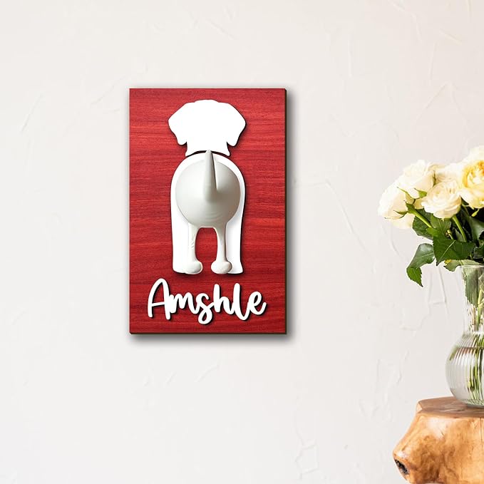Personalized Dog Leash Holder for Wall, Custom 3D Dog Butt Leash Holder with Name, Hooks for Leashes, Keys, Collars, Christmas Birthdays Housewarming Gift for Pet Lovers (Style-1)