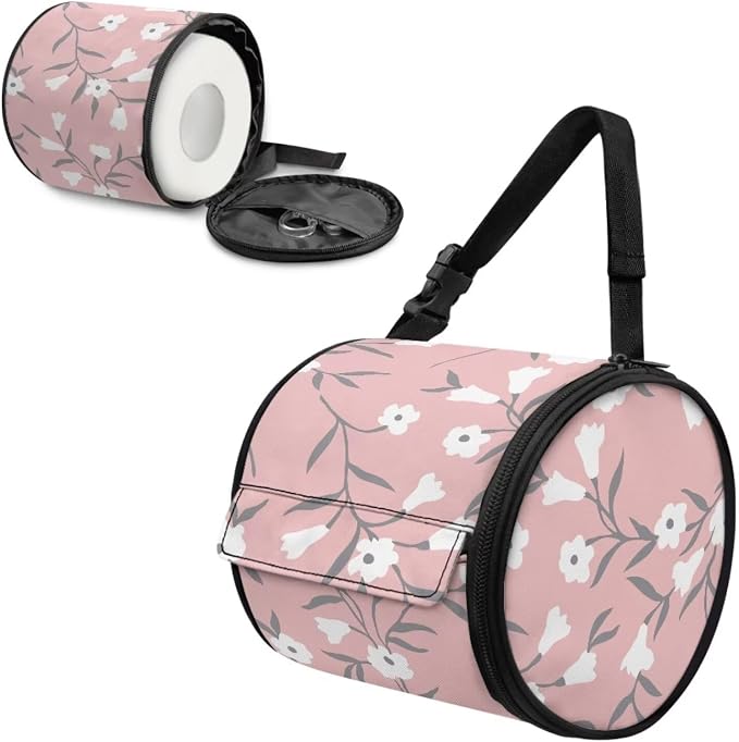 Floral Hanging Paper Towel Roll Holder with Adjustable Strap Water Resistant Toilet Tissue Roll Dispenser Farmhouse Handy Toilet Paper Cover Storage Holder