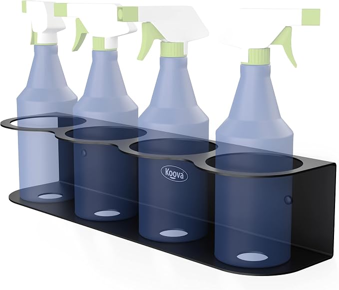 4 All-Purpose Spray Bottle Holder | Easy Install Wall Mount Hardware Included | Heavy-Duty Powder Coated Steel Storage Rack for Garage And Home | Craft Workspace Paint Bottle Organizer USA Made
