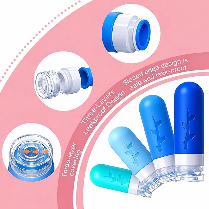 Tocelffe 18pack Travel Bottles for Toiletries,TSA Approved Silicone Travel Containers jar for Toiletries,Leak Proof Refillable Liqus Shampoo And Conditioner Essentials toiletry
