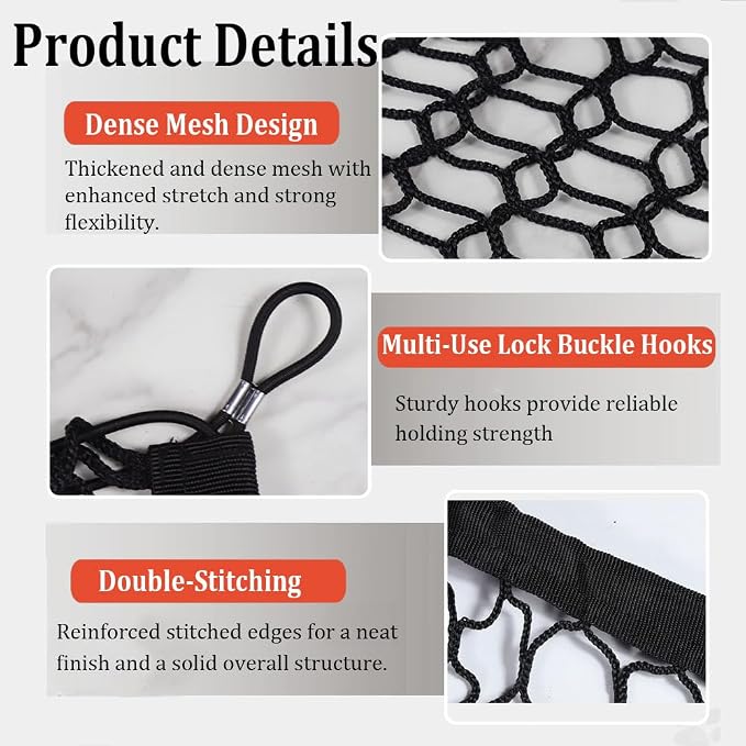 Dog Car Barrier for Volkswagen Transporter T4 T5 T6 T7 Caddy, Durable Car Dog Back Seat Barrier Net, Mesh Pet Divider Storage Net, Breathable & Easy to Install, Travel Accessories
